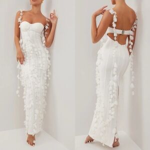 Heiress Beverly Hills white corset petal linen maxi dress white Size XS  NEW! NWT